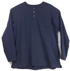 Duluth Mens Large Relaxed (48 in Chest) Navy Blue Henley Pocket Longtail Tee