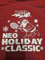 USTA NEO Holiday Tennis Classic Unisex Red Ling Sleeve T-shirt Size S