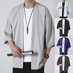 Comfy Fashion Shirt Jacket Yukata 3/4 Sleeve Cardigan Coat Japanese Kimono