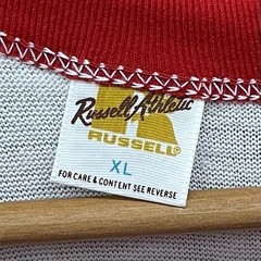 Vintage Russell Athletic Raglan 3/4 Sleeve Baseball Shirt USA Made Red White XL