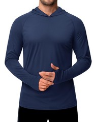 UPF50+ Mens Sun Block Hoodie Long Sleeve Skin Protection Sun Shirts Fishing Tops