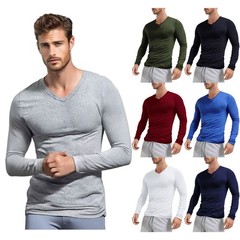 Men Long Sleeves Crew Neck Thermal Slim Fit Undershirt Base Layer Pullover Shirt
