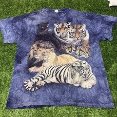 Vintage Tiger Big Cat Animal Tie Dye Graphic T Shirt Habitat Nature Size Medium