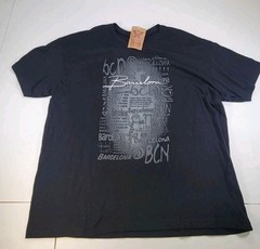 NWT Vintage Spain Barcelona T-Shirt Black Size 3XL Short Sleeve Crew Neck
