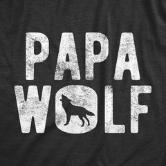 Mens Papa Wolf T Shirt Funny Camping Pack Fathers Day Graphic Novelty Tee