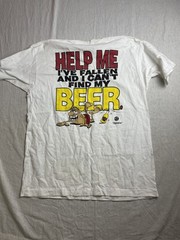 Vintage 90s Help I’ve Fallen Find My Beer White Mens XL Party Funny USA T-Shirt