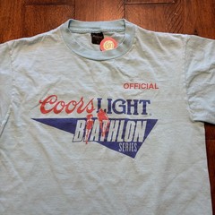 Vintage Coors Light Official Shirt Mens Medium Blue Biathlon Tee T-Shirt Anvil