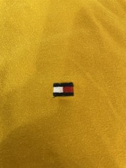 Tommy Hilfiger Men’s Yellow Solid Logo Crew Neck Short Sleeve T-Shirt Large