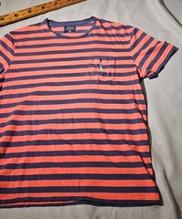 Polo Ralph Lauren Shirt Mens M Blue Pink Striped Preppy Pony Casual Pocket Tee