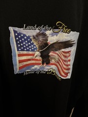 Patriotic Long Sleeve Shirt Land Of The Free American Flag Black Men L Stretch