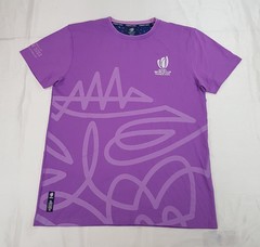 RUGBY WORLD CUP FRANCE 2023 MENS SIZE L PURPLE COTTON T-SHIRT EMBROIDERED LOGO
