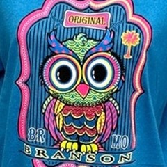 Branson Mens Medium Neon Owl PolyCotton Short Sleeve Crew Neck Tee Shirt