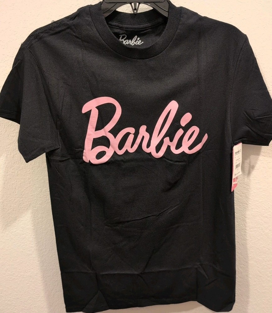 Barbie Mens Short Sleeve Black Crewneck Logo Graphic T- shirt Size S (34-36) NWT
