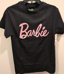 Barbie Mens Short Sleeve Black Crewneck Logo Graphic T- shirt Size S (34-36) NWT