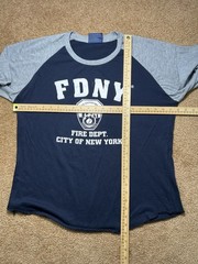 Official FDNY Fire Department City of New York Raglan 3/4 Sleeve Shirt Mens L