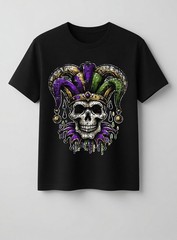 Vintage Retro Mardi Gras Jester Skull NOLA New Orleans T-Shirt