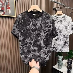 Men Luxury Fashion Trendy Diamond Ripped Hole Casual Summer Streetwear T-Shirt