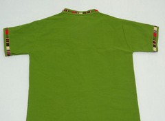 Artisanal Guatemalan Colorful Trim Shirt Green Cotton Mayan Men’s M / Women’s L