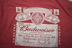 Budweiser King Of Beers Mens Beer Label Logo Heather Red Shirt New XL