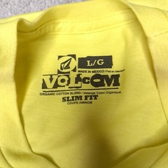 Y2K Volcom Stone Skateboard T-shirt Mens Large Slim Yellow Logo Spellout