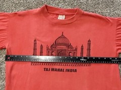Vintage Taj Mahal India T Shirt Made In India Tourist Graphic Red Tee Fits M