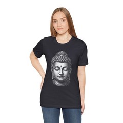 Buddha Head Grayscale T-Shirt | Spiritual Meditation Zen Graphic Tee Shirt