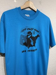 Vintage Left Coast Crime Shirt Mens Large Blue San Francisco Mystery Graphic 90s