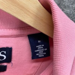 Chaps T-Shirt Men M Pink Short Sleeve Stretch Logo Polo Hi-Low Collared Cotton