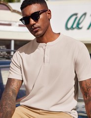 COOFANDY Mens Henley Shirts Short Sleeve Casual Button Textured T Shirt Basic…