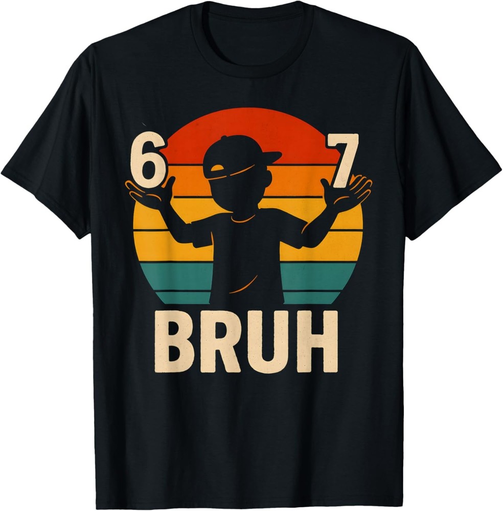 67 Bruh Retro Boy 6 7 Meme Kids Kindergarten Teen Funny 6-7 T-Shirt