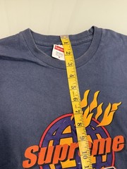 Supreme FW17 Flames Blue T-Shirt Size Medium Distressed Faded See Pics