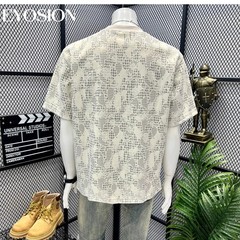 Men’s Houndstooth Camouflage Print T-Shirt Summer Short Sleeve Casual Tee Top