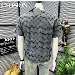 Men Distressed Ripped Star T-Shirt Tie Dye Short Sleeve Streetwear Hip Hop Tee