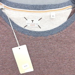 Left Coast Tee – Long Sleeve T-Shirt Mens Large Striped Cotton, Shaped – NWT