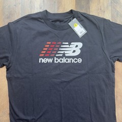 NWT New Balance Men’s Size M Black Stacked Logo Cotton T-Shirt MT51986