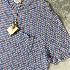 Faherty Indigo Pocket Tee Shirt Mens Size XL Pink Blue Baypoint Striped NWT