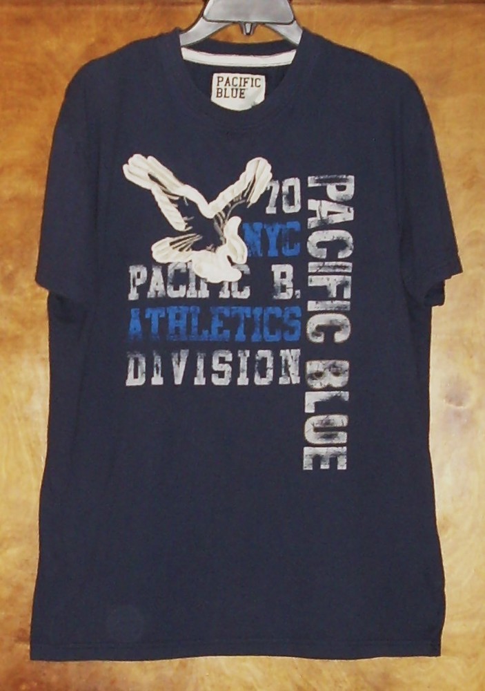 Pacific Blue Youth (XL) Short Sleeve, Crew-Neck Tee, Navy w/Eagle ,RN98810