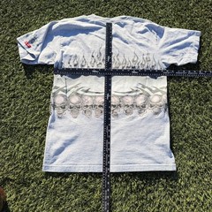 Vintage JNCO Mens T-Shirt Size Large Flaming Skulls Gray Y2K Skater