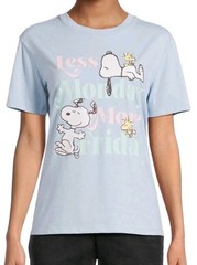 peanuts snoopy Women’s T-shirt Lees Monday More Friday Woodstock Blue MultiSizes