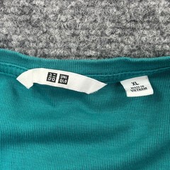 Uniqlo Long Sleeve Shirt XL Teal Cotton Spandex Scoop Neck Mens