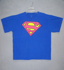 Superman Shirt Adult Large Blue Retro Graphic Cotton Logo S Comics Movie Mens