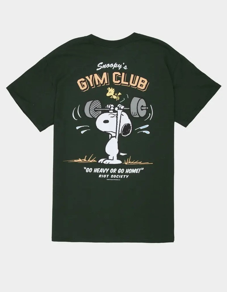 RIOT SOCIETY x Peanuts Snoopy’s Gym Club Mens Tee, Graphic T-Shirt