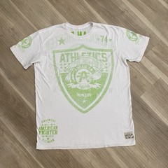 American Fighter Shirt Mens XXL White Lime Green Athletics Graphic Tee MMA