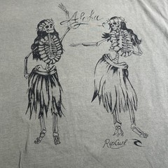 Rip Curl T Shirt Mens L Green Short Sleeve Standard Fit Skeleton Hula Girls Tee