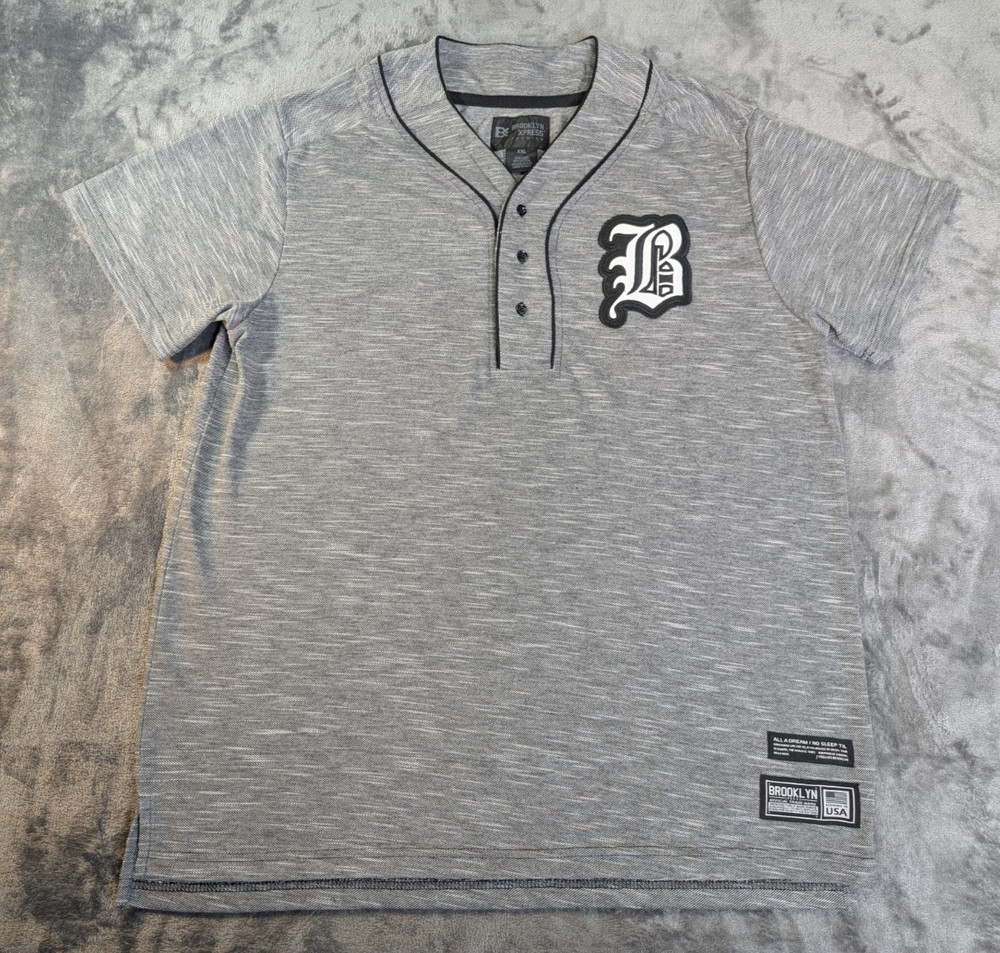 Brooklyn Xpress Premium T-Shirt Mens XXL 2XL Embroidered Logo 3 Button New York