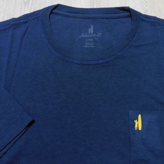 JOHNNIE O Mens L LARGE T SHIRT WAVE RIDER NAVY BLUE YELLOW DALE 2.0 GOLF TEE