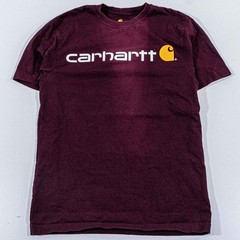 Carhartt Spell Out T-Shirt Small Sun Faded Distressed Streetwear Burgandy