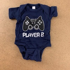Adult Small & Newborn Gaming Player One Player Two T-Shirt & Bodysuit Set New