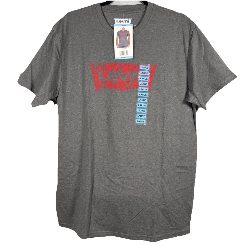 MSRP$24.99 NWT LEVI’S RED FOIL BATWING MENS GRAY CREWNECK SHORT SLEEVE T-SHIRT L