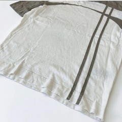 HERMES Short Sleeve Knit Shirt Mens S White Gray 31-5735 Cotton Cashmere Crew